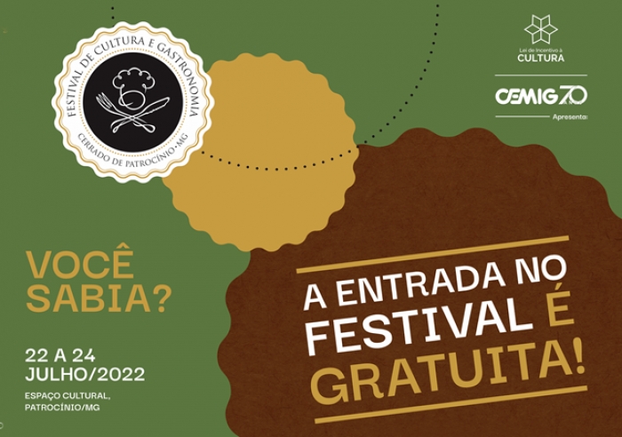 ENTRADA FRANCA: 6º FESTIVAL DE CULTURA E GASTRONOMIA DE PATROCÍNIO NÃO TERÁ COBRANÇA DE INGRESSO