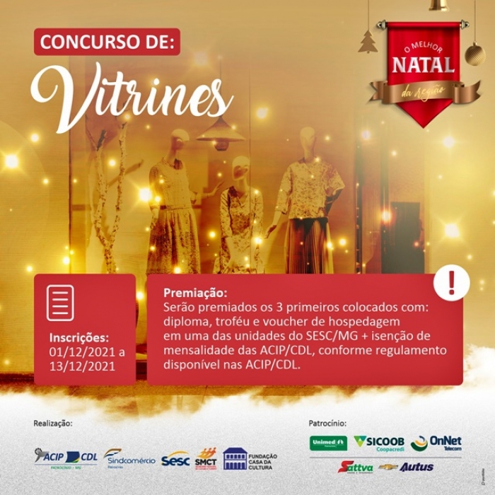 ACIP/CDL E PARCEIROS REALIZAM CONCURSO DE VITRINES DE NATAL 2021