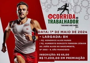 INSCRIÇÕES PARA A 13ª CORRIDA DO TRABALHADOR SEGUEM ATÉ DIA 28 DE ABRIL