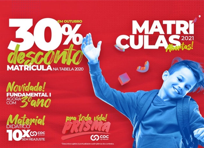 CON COC PRISMA GARANTE ATÉ 70% DE DESCONTO NA MENSALIDADE