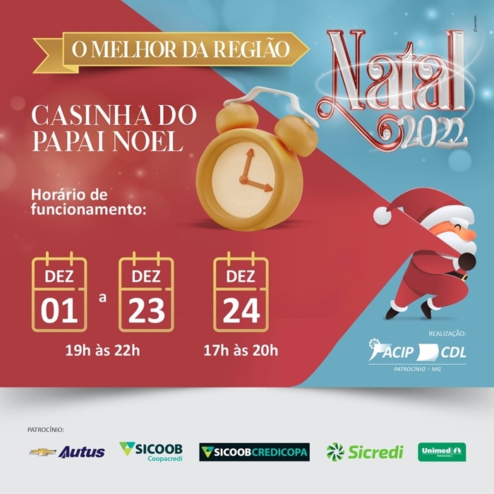 CASINHA DO PAPAI NOEL ABERTA AO PÚBLICO DE TODAS AS IDADES