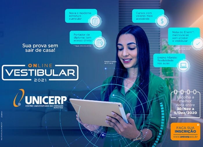 UNICERP LANÇA VESTIBULAR ONLINE 2021